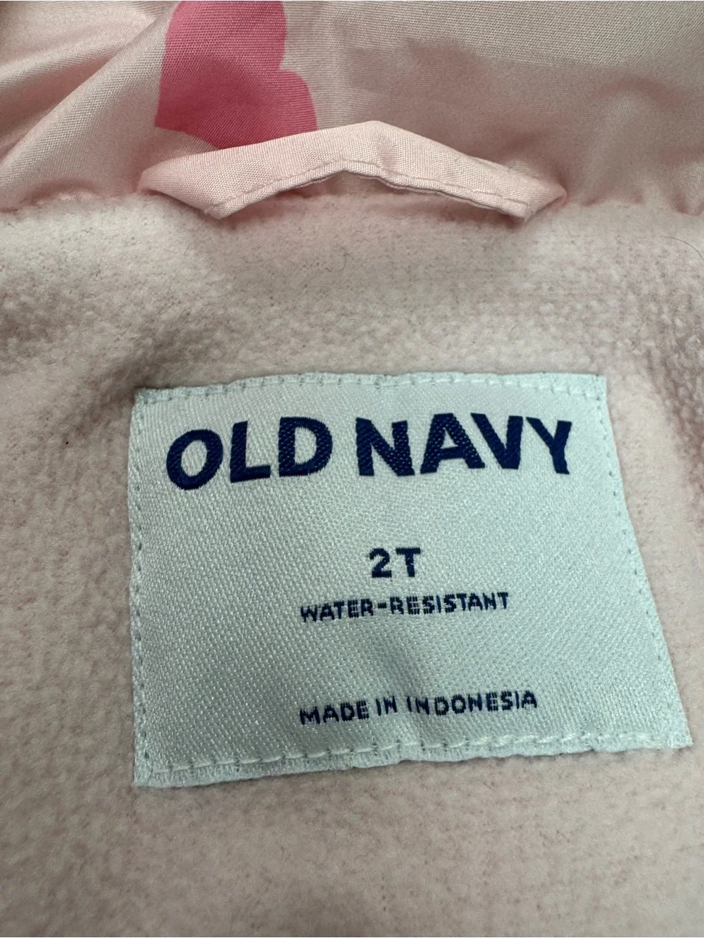 Old Navy Girls Winter Coat Pink Hearts Water Resistant Pockets 2T